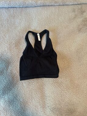 Black Ribbed V-Neck Racerback Bralette